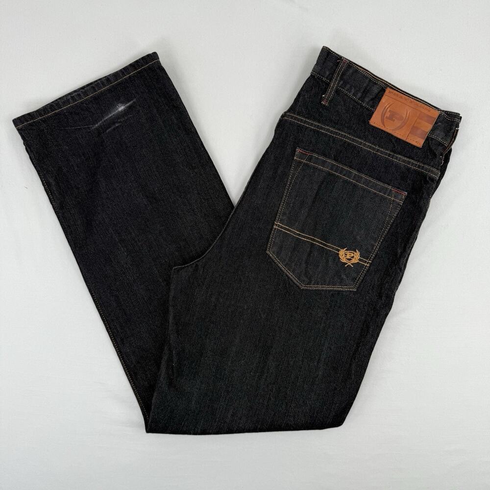 Phat Farm Classic Original Mens Jeans 38x34 Baggy Embroidered Streetwear Hip Hop